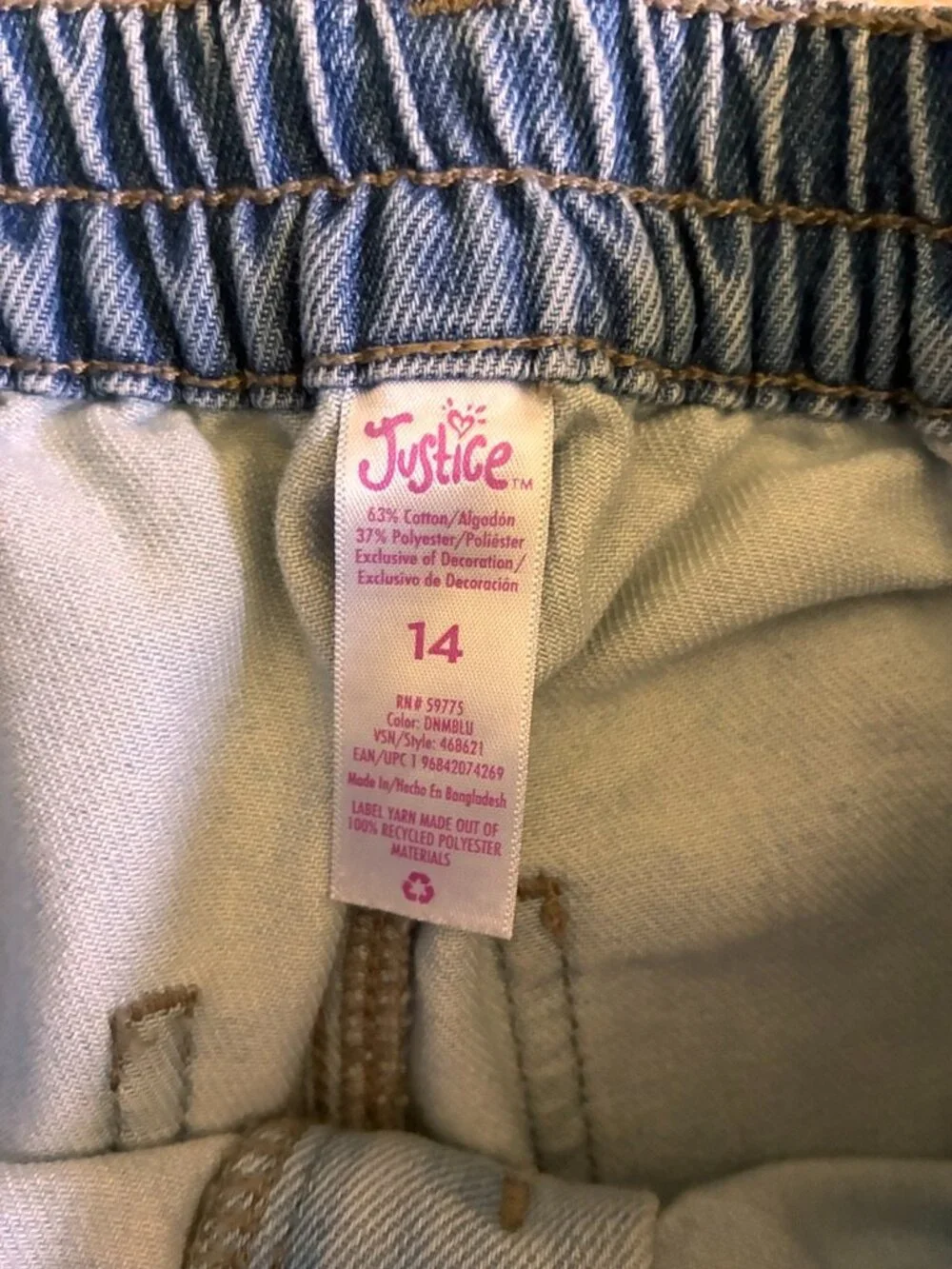Justice Girls Cargo Jeans Size 14 Wide Leg Two Tone Y2K Denim